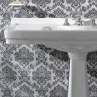 Lavabo consola sobre columna vintage en cerámica Made in Italy - Marwa Viadurini