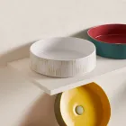 Lavabo sobre encimera para baño en gres porcelánico Made in Italy - Sobre Viadurini