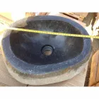 Lavabo sobre encimera artesanal en piedra natural Modern River - Aurea Viadurini