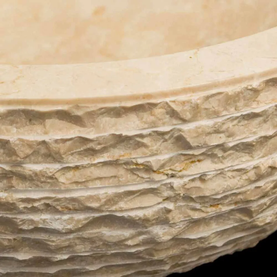 Lavabo Blanco apoyar piedra natural Finn, una pieza Viadurini