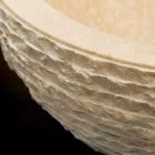 Lavabo Blanco apoyar piedra natural Finn, una pieza Viadurini