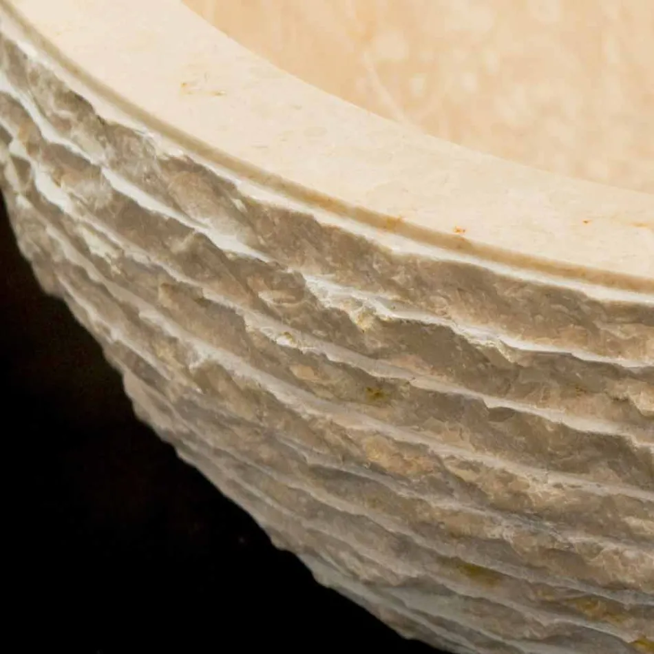 Lavabo Blanco apoyar piedra natural Finn, una pieza Viadurini