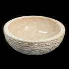 Lavabo Blanco apoyar piedra natural Finn, una pieza Viadurini