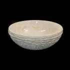 Lavabo Blanco apoyar piedra natural Finn, una pieza Viadurini