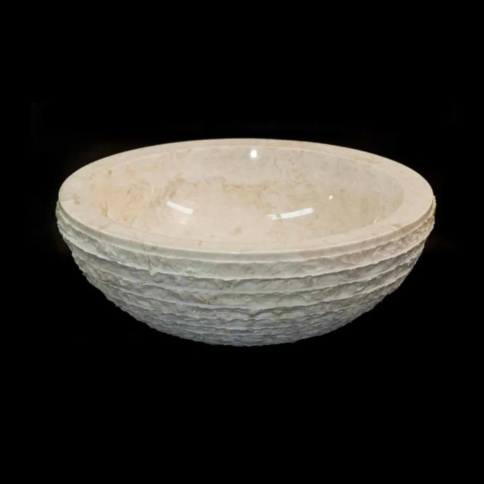 Lavabo Blanco apoyar piedra natural Finn, una pieza Viadurini