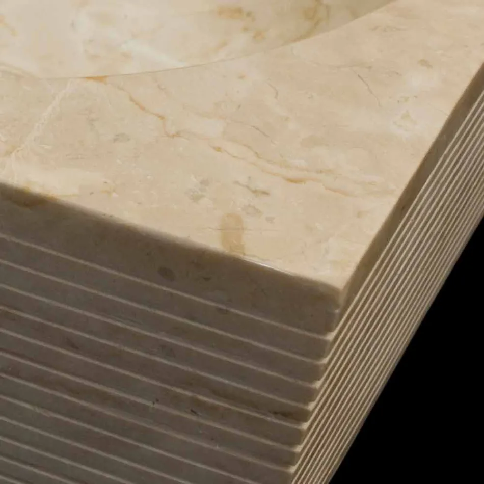 lavabo blanco en piedra natural, de una sola pieza, Zor Viadurini