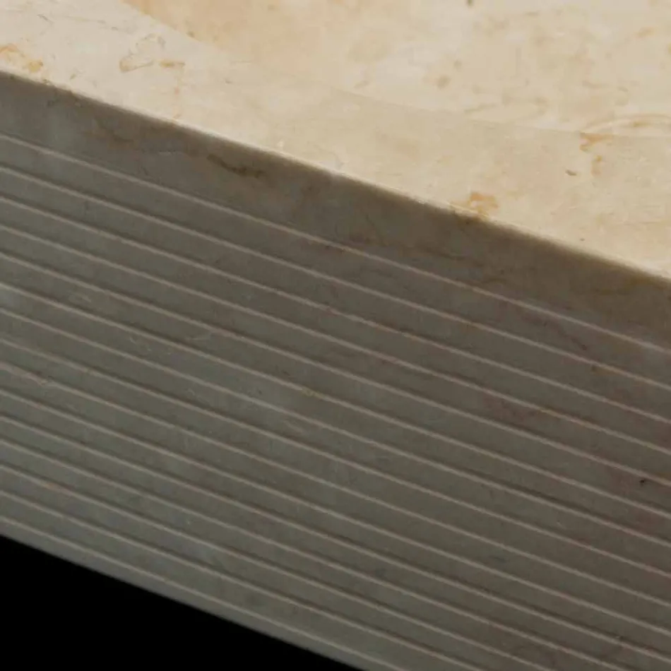 lavabo blanco en piedra natural, de una sola pieza, Zor Viadurini