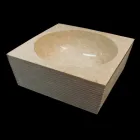 lavabo blanco en piedra natural, de una sola pieza, Zor Viadurini