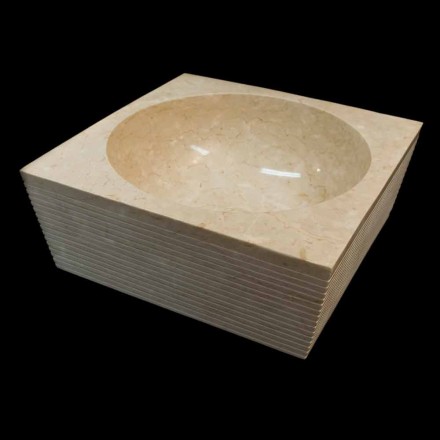 lavabo blanco en piedra natural, de una sola pieza, Zor Viadurini