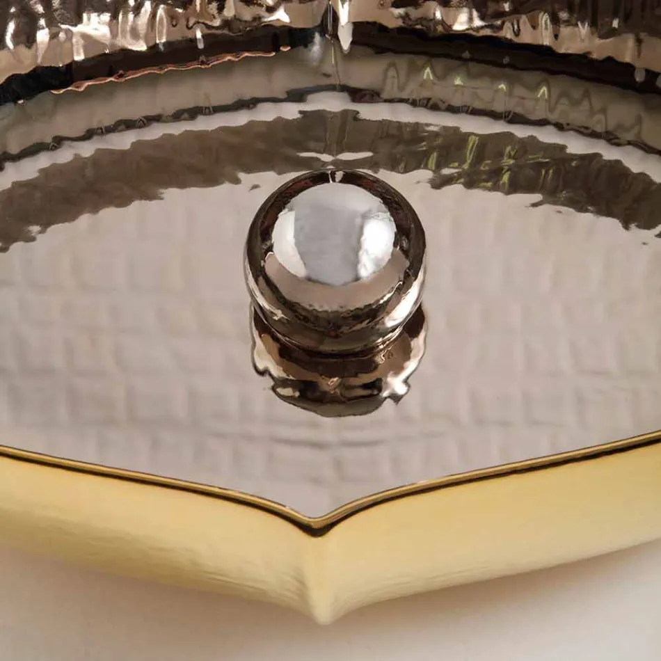 Lavabo sobre encimera de sobre encimera de cerámica y oro realizado en Italia Diseño de Oscar Viadurini