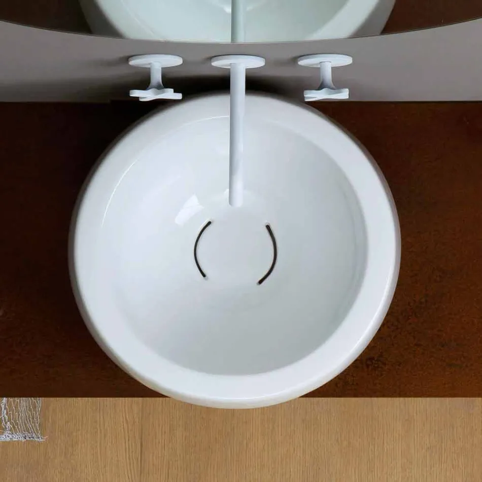 Lavabo de cerámica de diseño circular hecho en Italia Elisa Viadurini