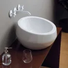 Lavabo de cerámica de diseño circular hecho en Italia Elisa Viadurini