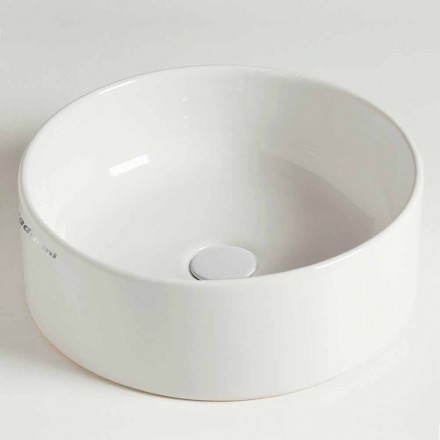 Lavabo sobre encimera circular moderno de cerámica Made in Italy - Rotolino Viadurini