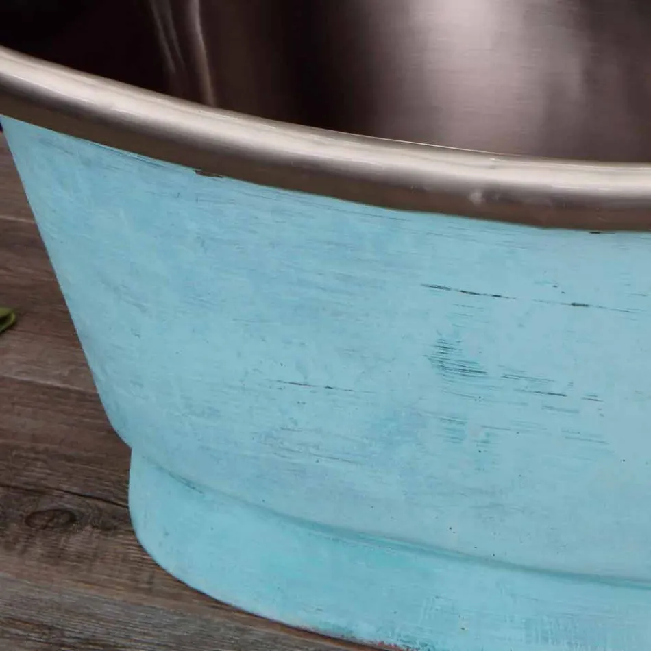 Lavabo acabado en hierro blanco y verdín Cala Viadurini