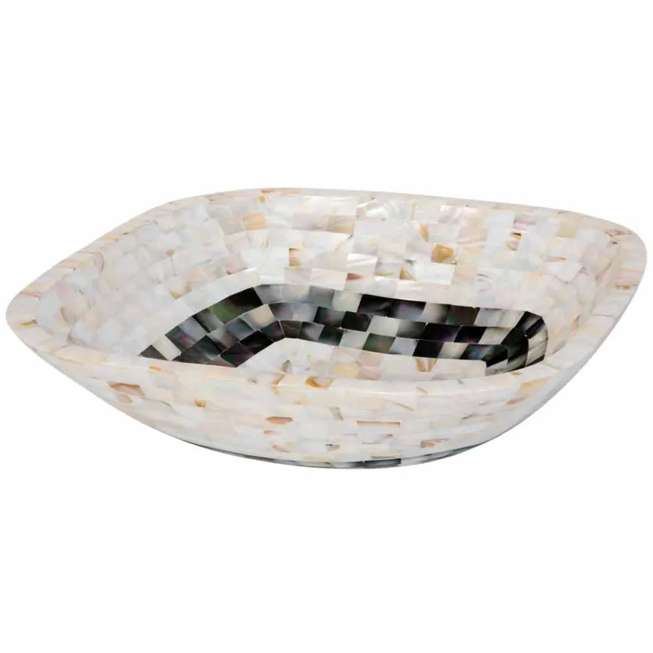 lavabo sobre encimera con inserciones en conchas Bea, de una sola pieza Viadurini