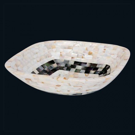 lavabo sobre encimera con inserciones en conchas Bea, de una sola pieza Viadurini