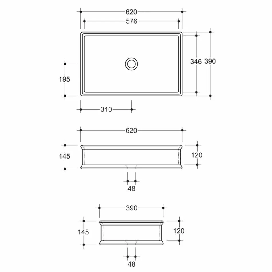 Lavabo sobre encimera con diseño de cerámica neoclásica realizado en Italia Debora Viadurini