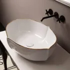 Lavabo sobre encimera de cerámica de diseño en oro blanco realizado en Italia Oscar Viadurini