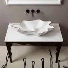 Lavabo sobre encimera de cerámica de diseño en oro blanco realizado en Italia Rayan Viadurini