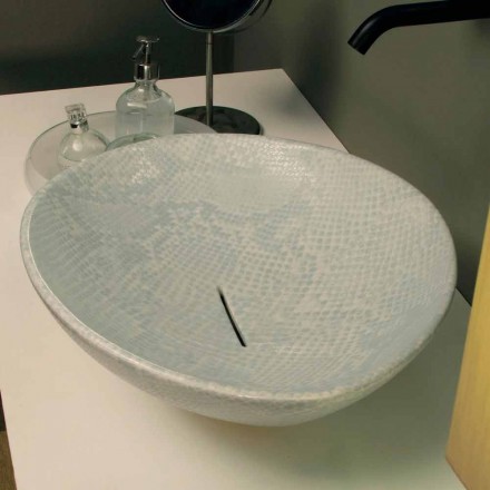 Lavabo sobre encimera de diseño de piel de serpiente blanco hecho Italia Animals Viadurini