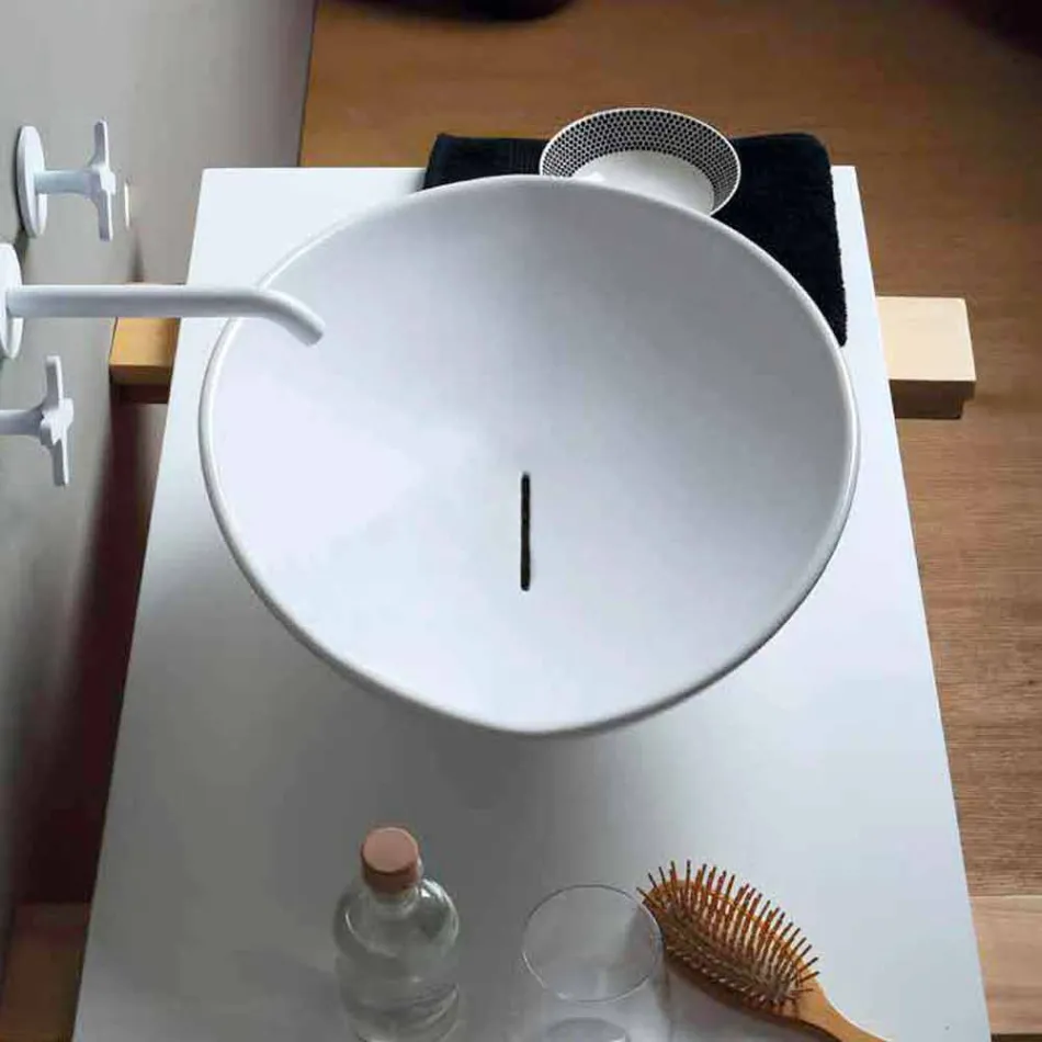 Lavabo de cerámica de diseño moderno hecho en Italia Viadurini