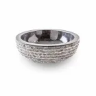 Lavabo sobre encimera de diseño redondo en mármol negro trabajado a mano - Lino Viadurini