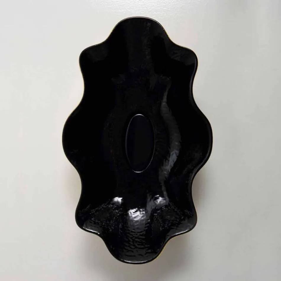 Lavabo sobre encimera de diseño negro y dorado hecho en Italia Cubo Viadurini