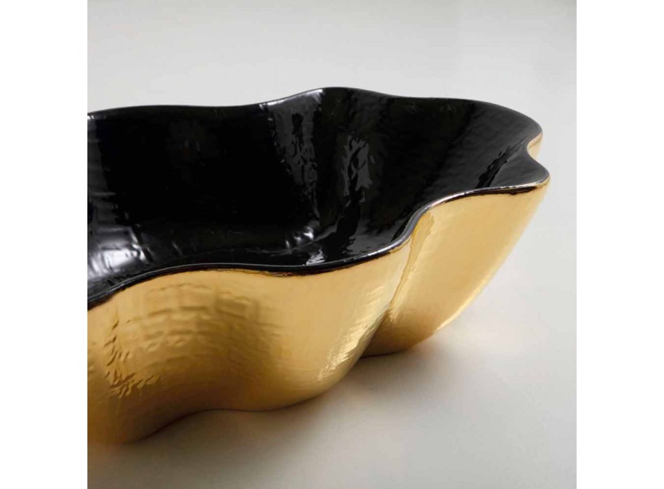 Lavabo sobre encimera de diseño negro y dorado hecho en Italia Cubo Viadurini