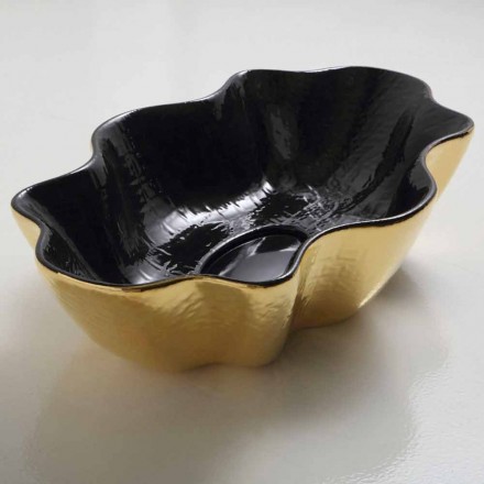 Lavabo sobre encimera de diseño negro y dorado hecho en Italia Cubo Viadurini