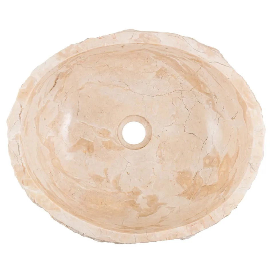 Lavabo sobre encimera de diseño hecho a mano en mármol erosi, Busseto Viadurini