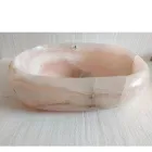 Lavabo sobrencimera moderno de ónice rosa Baffo, pieza única Viadurini