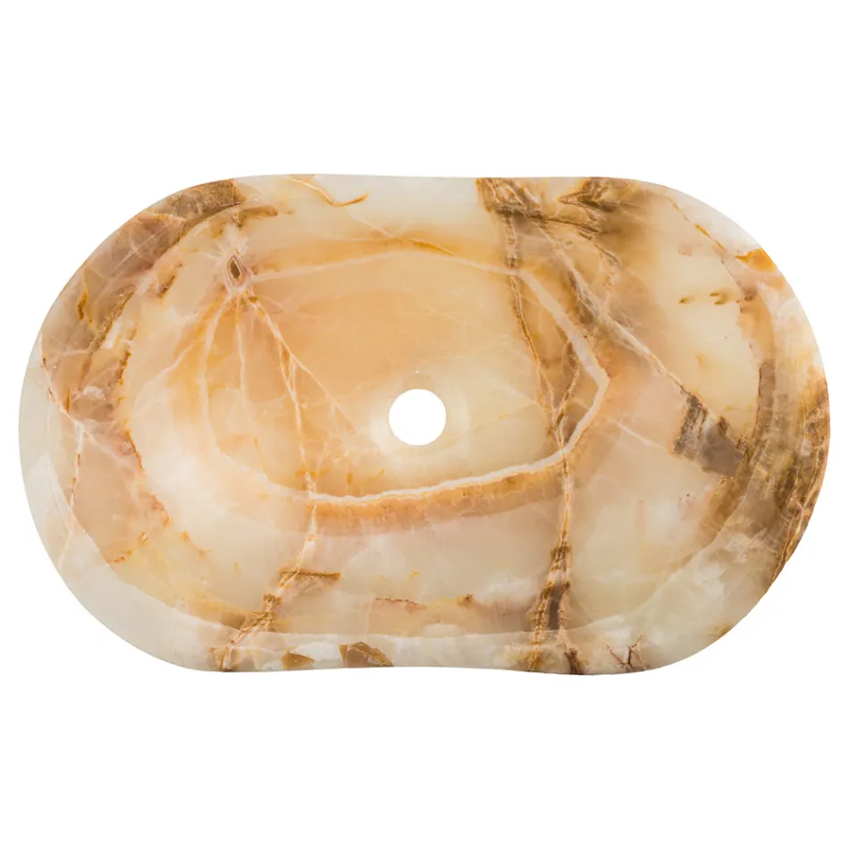 Lavabo sobre encimera de diseño en piedra de ónix Lana, hecho a mano Viadurini