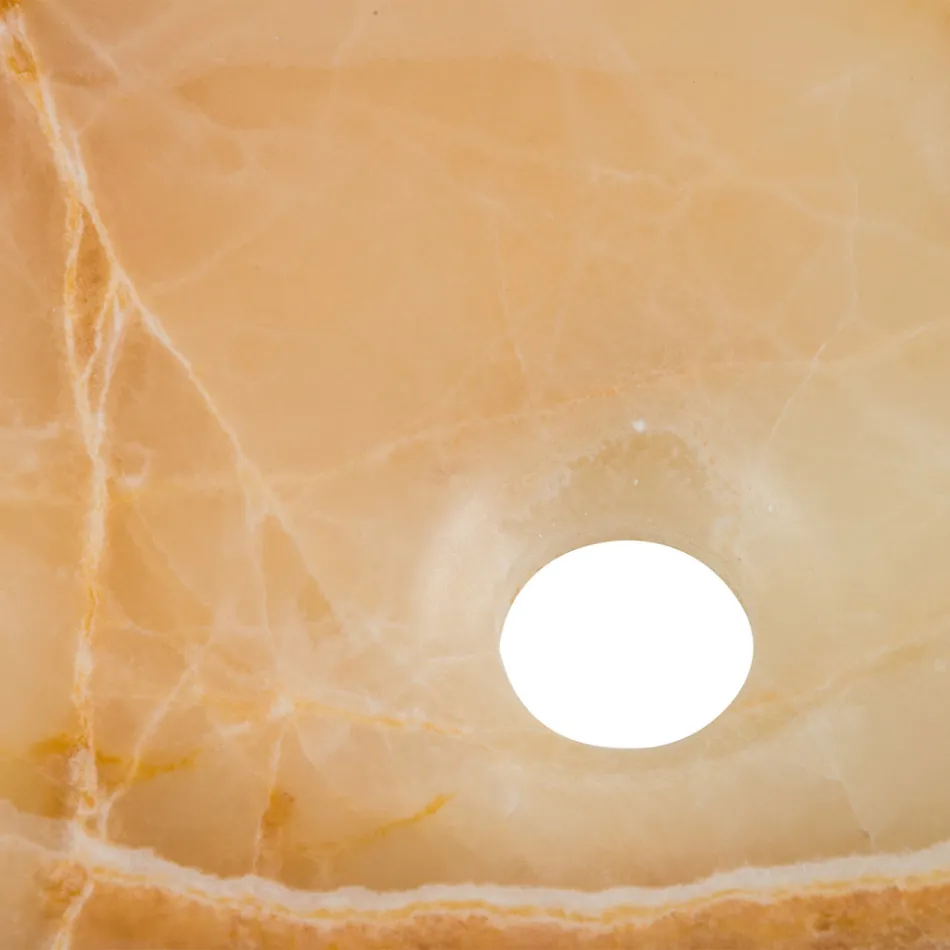 Lavabo sobre encimera de diseño en piedra de ónix Lana, hecho a mano Viadurini