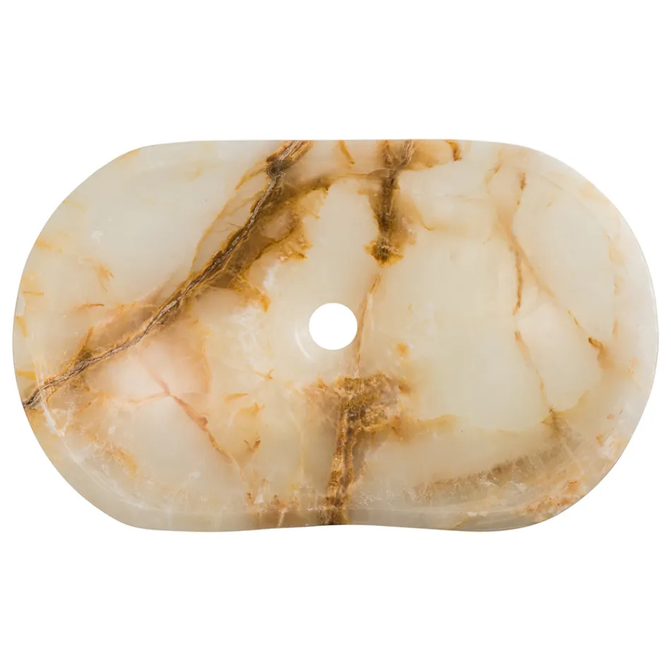 Lavabo sobre encimera de diseño en piedra de ónix Lana, hecho a mano Viadurini