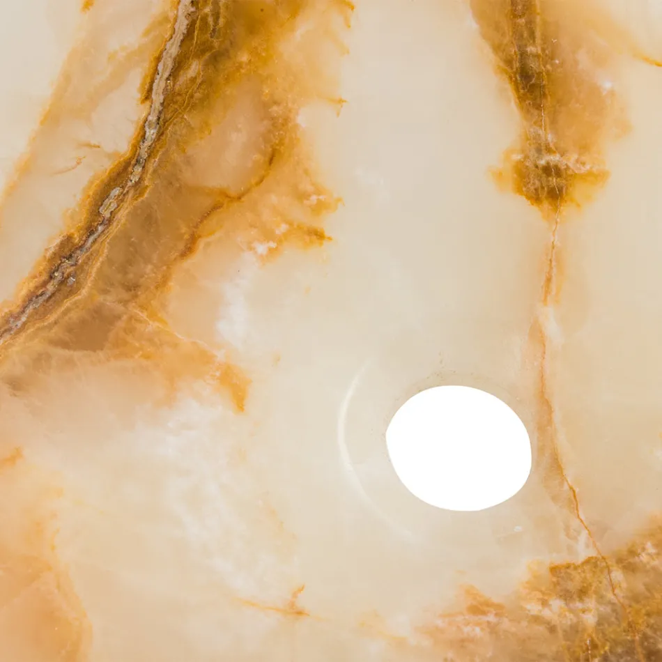 Lavabo sobre encimera de diseño en piedra de ónix Lana, hecho a mano Viadurini