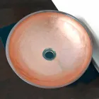 Lavabo sobre encimera de diseño en resina transparente y cobre - Salvatore Viadurini