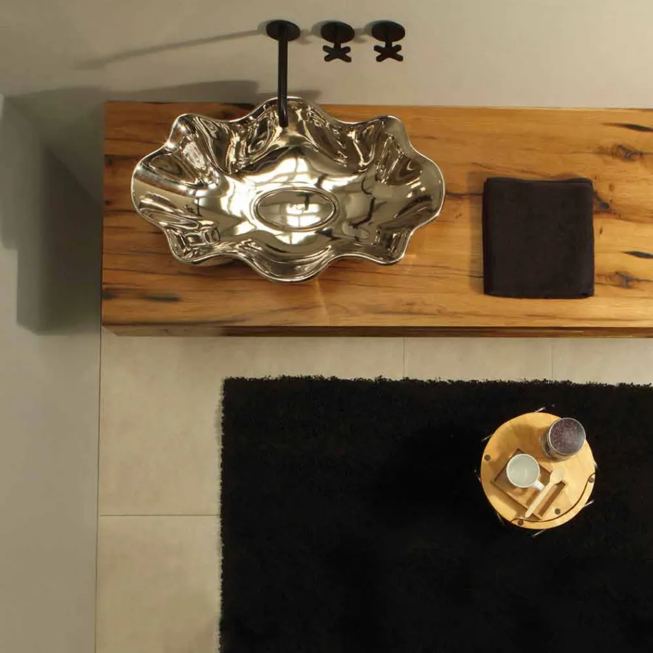 Lavabo de cerámica de diseño moderno fabricado en Italia Cubo Viadurini