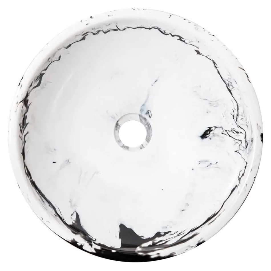 Lavabo sobre encimera de diseño redondo en resina, Bussoleno Viadurini