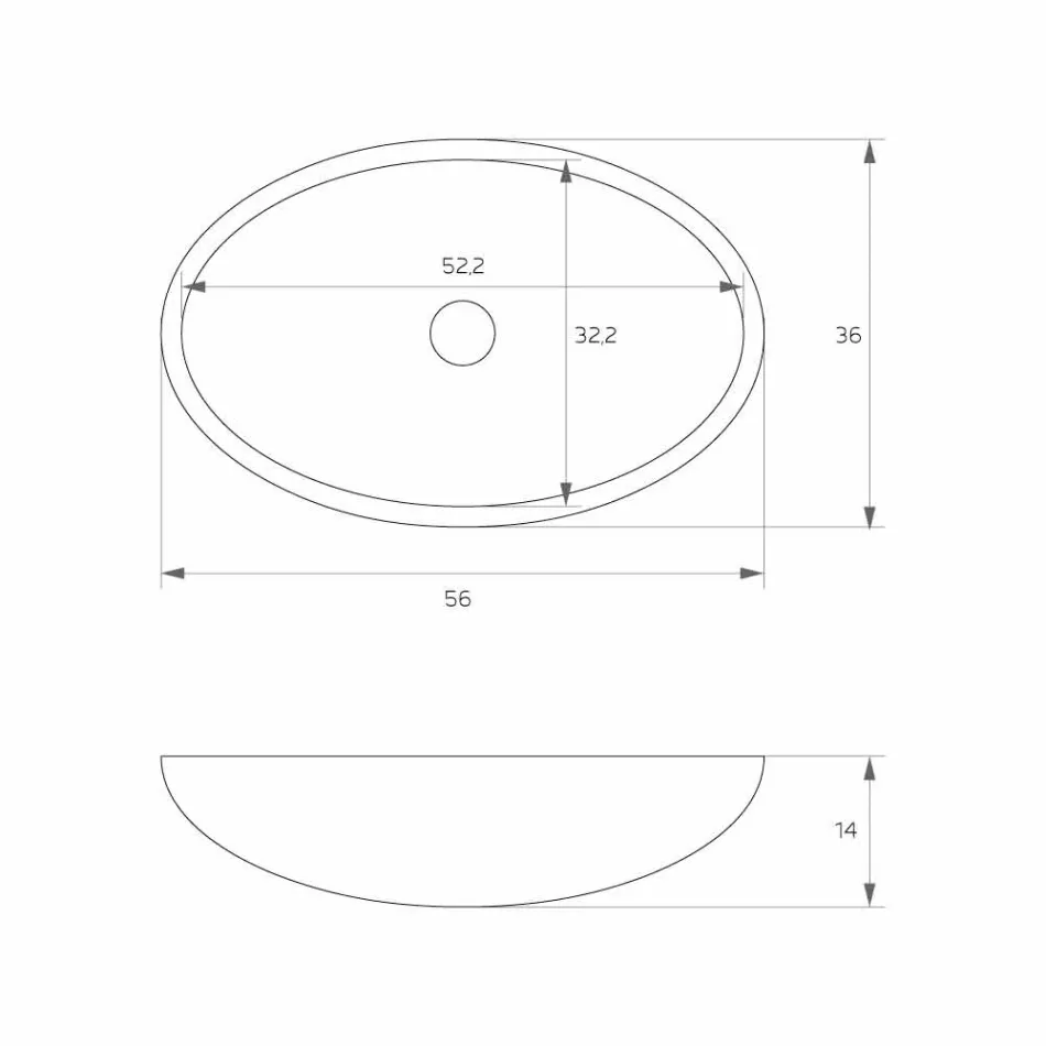 Lavabo de pie óvalo autoportante producido en Italia, Frascati Viadurini