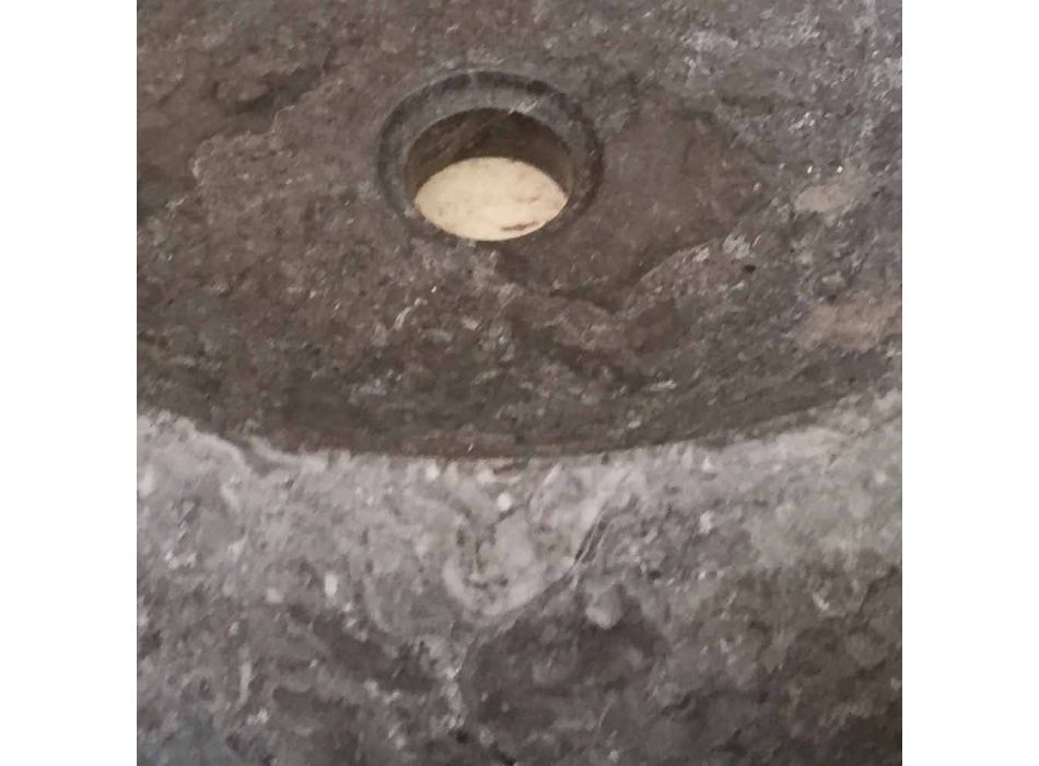 Lavabo sobre encimera de piedra natural gris Iza, pieza única. Viadurini