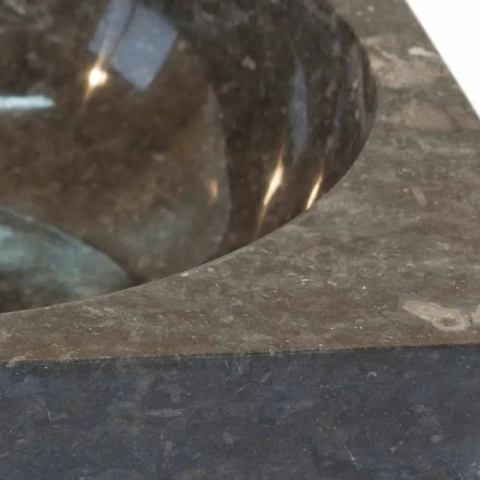 Lavabo cuadrado gris apoyo piedra natural Jiny Viadurini