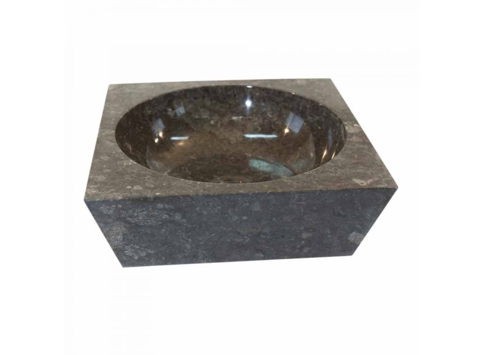 Lavabo cuadrado gris apoyo piedra natural Jiny Viadurini
