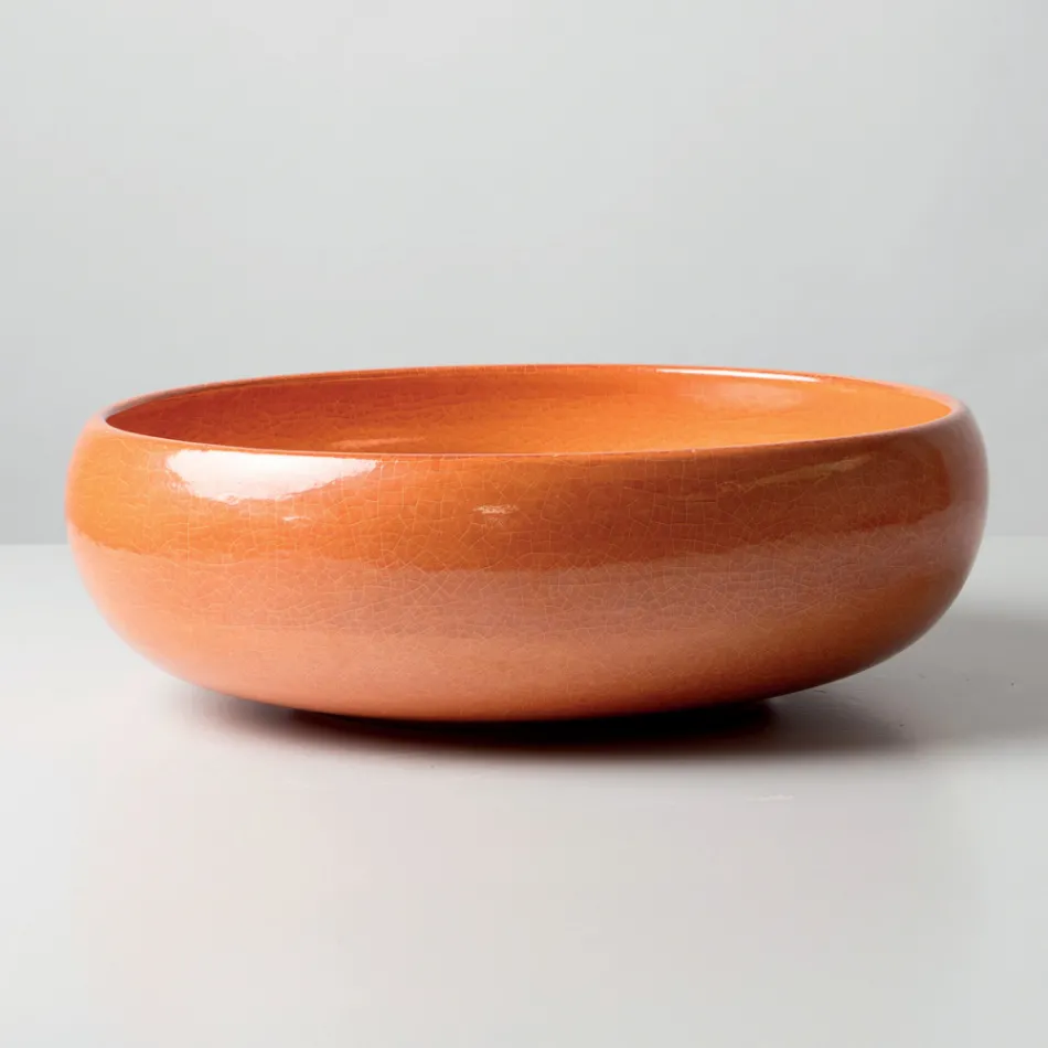 Lavabo de encimera de arcilla Raku con brillo craquelado metálico - Prisma Viadurini