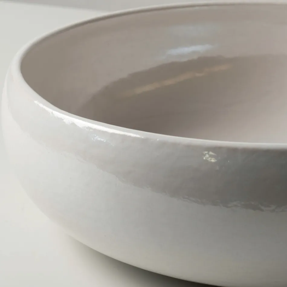 Lavabo de encimera de arcilla Raku con brillo craquelado metálico - Prisma Viadurini