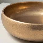 Lavabo de encimera de arcilla raku metálica torneada a mano - Prisma Viadurini