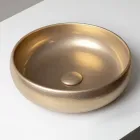 Lavabo de encimera de arcilla raku metálica torneada a mano - Prisma Viadurini