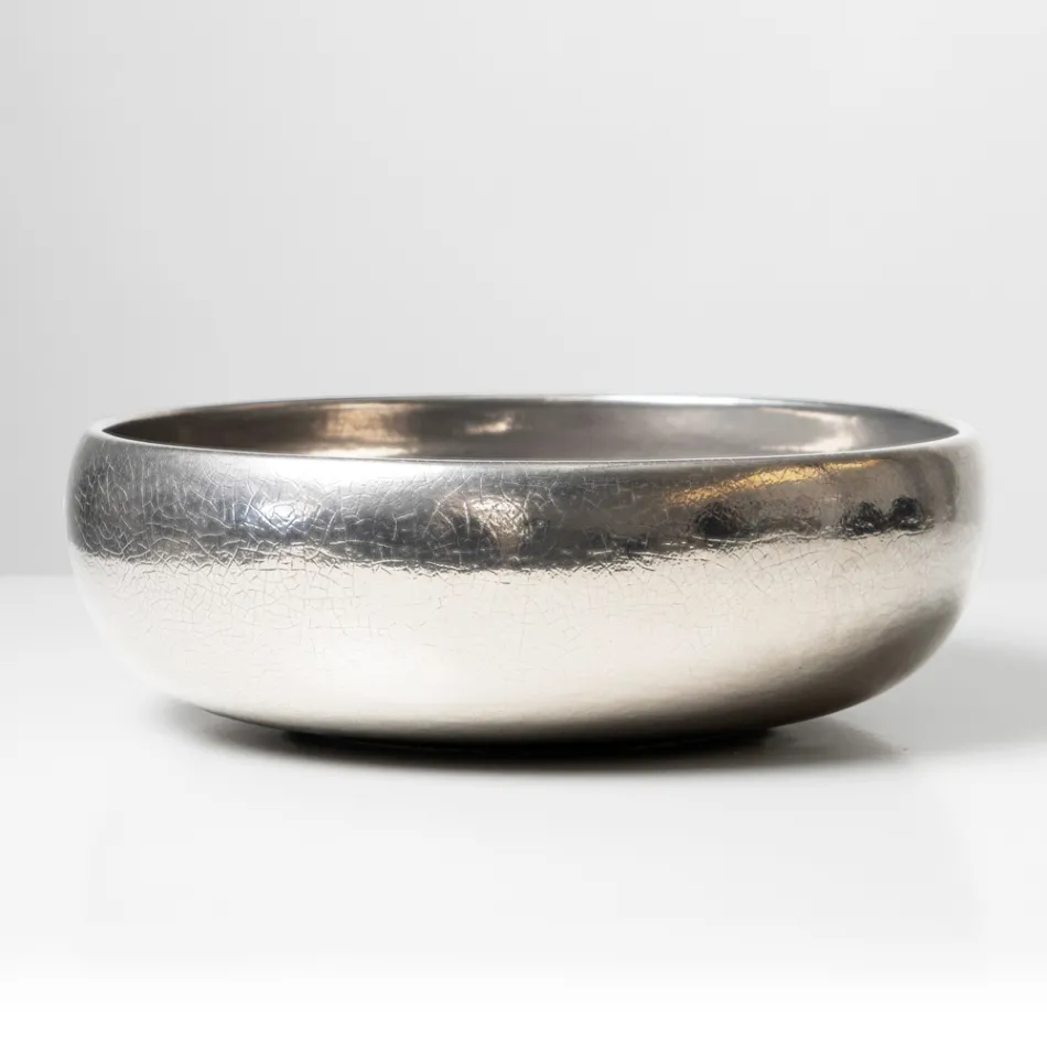 Lavabo de encimera de arcilla raku metálica torneada a mano - Prisma Viadurini