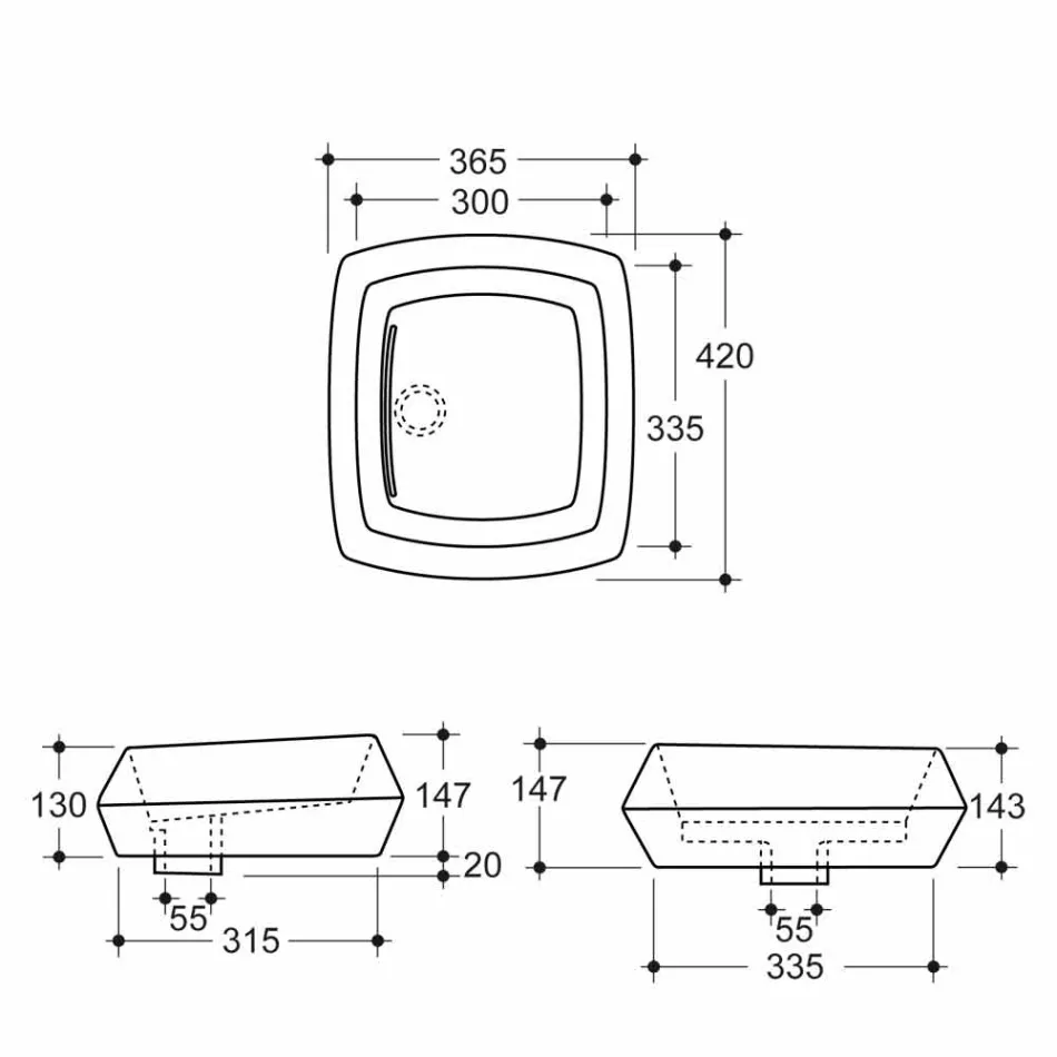 Lavabo sobre encimera de cerámica blanca realizado en Italia Simon Viadurini