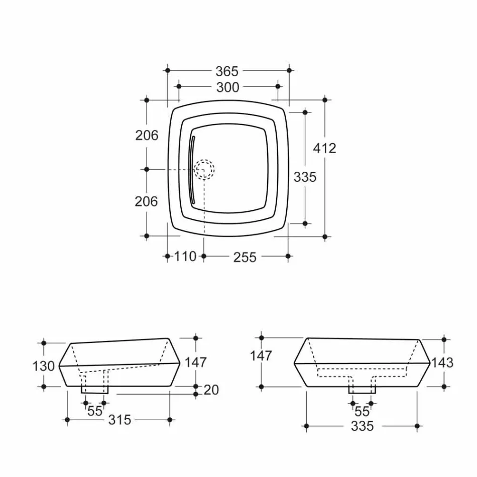Lavabo sobre encimera de cerámica blanca realizado en Italia Simon Viadurini
