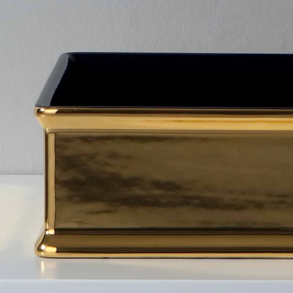 Lavabo sobre encimera de cerámica bicolor producido en Italia por Debora Viadurini